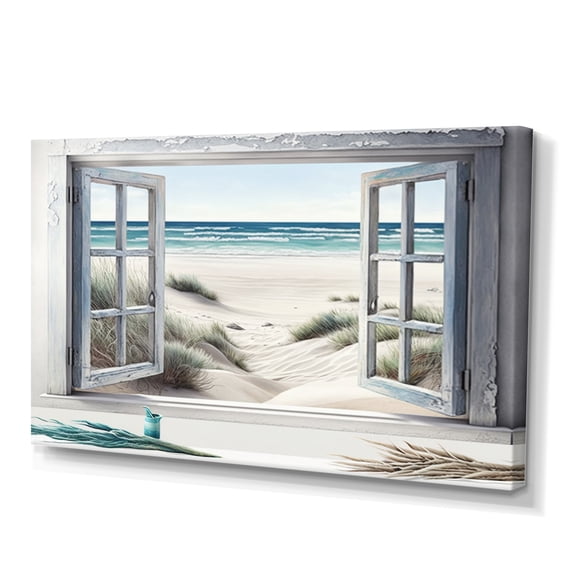 Designart Window To The Beach III Canvas Wall Art