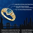 thumbnail image 2 of Gem Stone King 18K Yellow Gold Plated Silver Persian Blue Moissanite and White Moissanite Halo Ring for Women | 0.98 Cttw | Heart Shape 6MM | Gemstone Birthstone | Size 8, 2 of 4