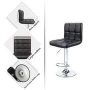 Lacoo Set of 2 Bar Stools Adjustable Swivel Armless Barstools with PU Leather, Black