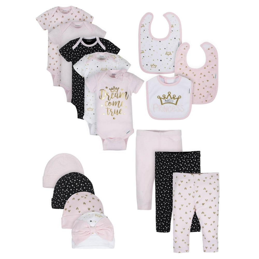 Gerber Gerber Baby Girl Organic Onesies Bodysuits, Pants, Caps, and