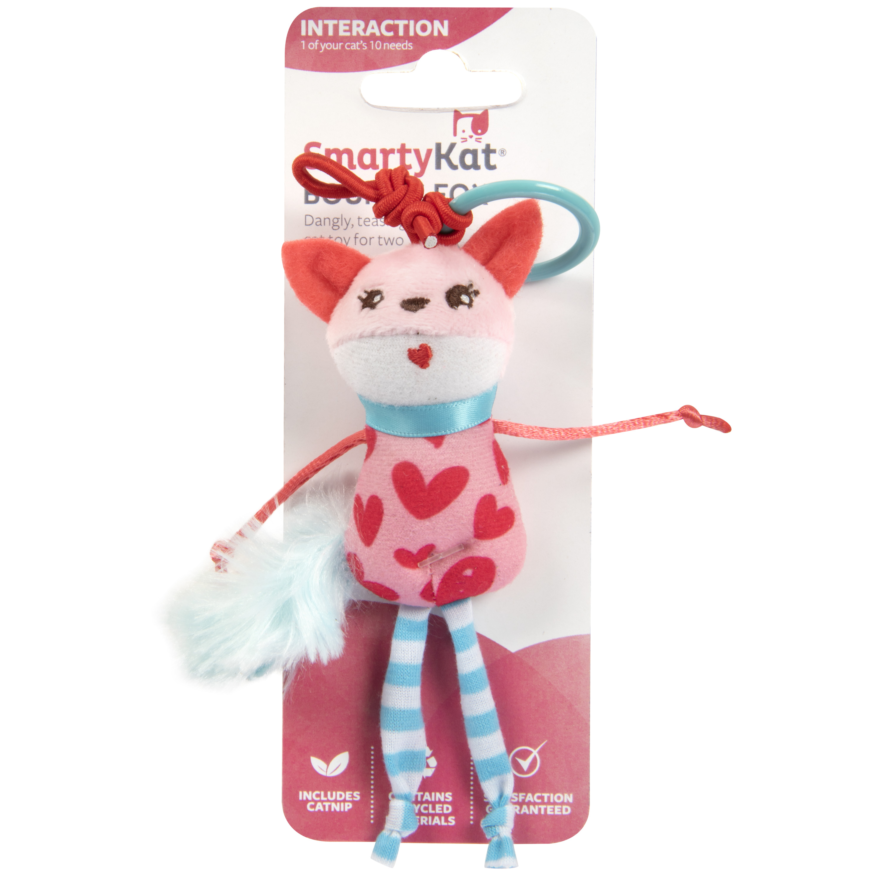 SmartyKat Bouncy Fox Valentine's, Soft Plush Cat Toy, Interactive