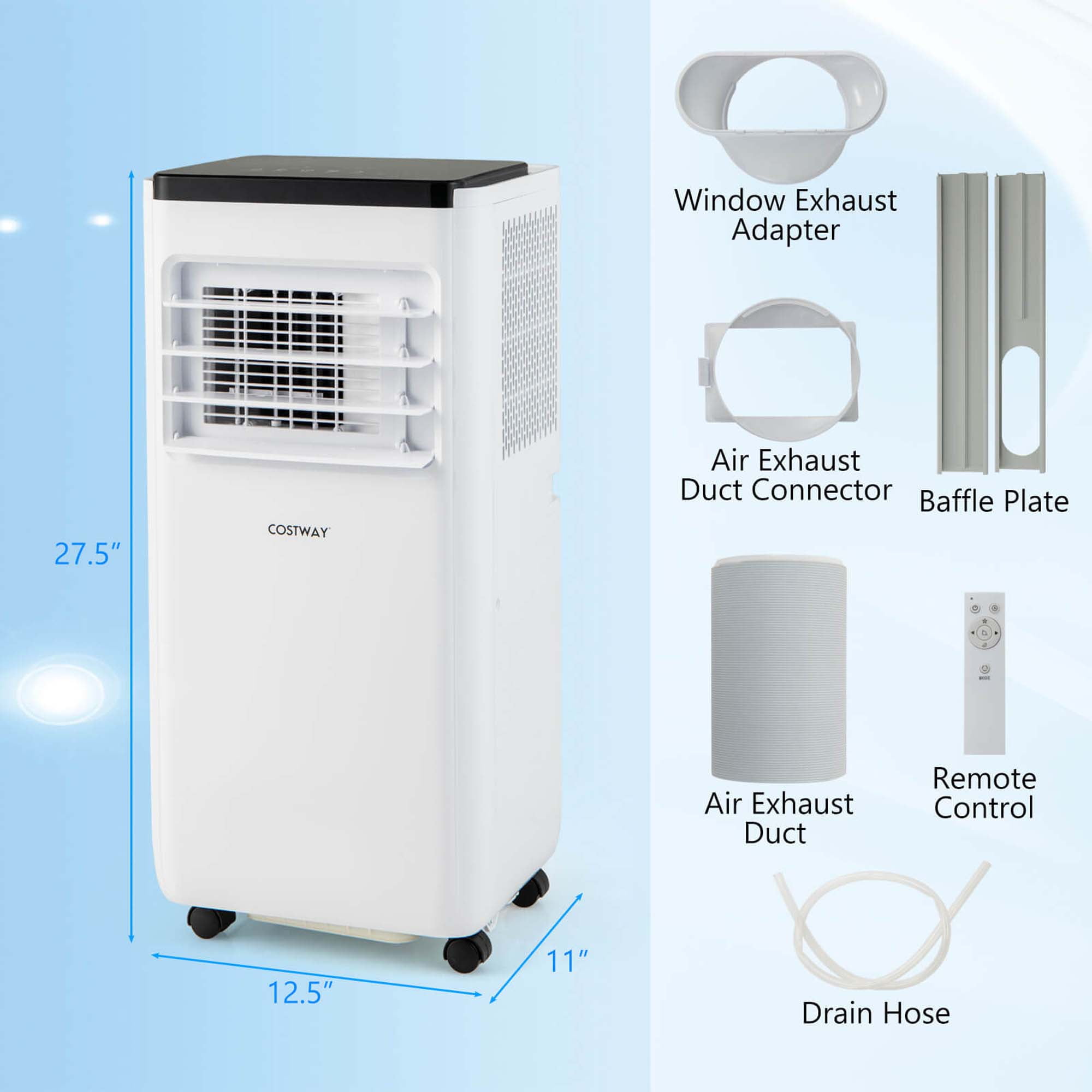 Costway 8000 BTU 250 Sq Ft Portable Air Conditioner, White