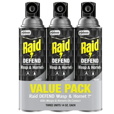 Raid Defend Wasp & Hornet Killer, Outdoor Flying Insect Spray, 14 oz, 3 Count