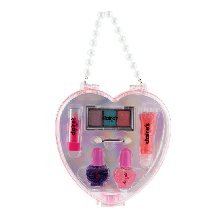 Claire's Club Girls Heart Makeup Set, Pink Case, Lip Gloss