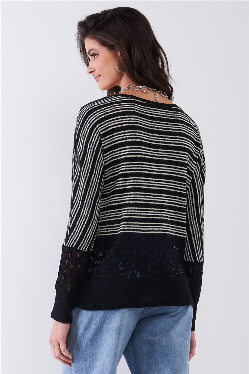 Freya's Attire Black Striped Glitter 