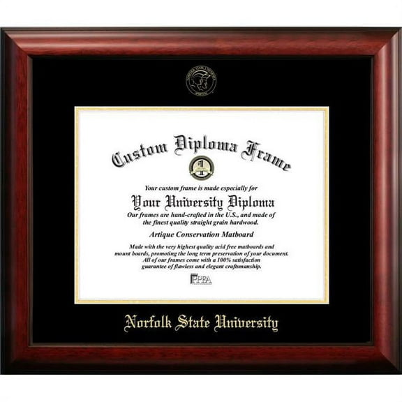 Campus Images VA992GED-1411 14 x 11 in. Norfolk State Gold Embossed Diploma Frame - Satin Mahogany