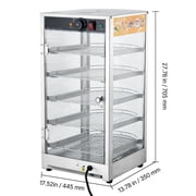 KFFKFF 5-Tier Commercial Food Warmer Display, 800W Countertop Food Warmer with LED Lighting, Adjustable Shelves, Stainless Steel Construction, 86℉~185℉ Temperature Range, 60L Capacity for Burgers