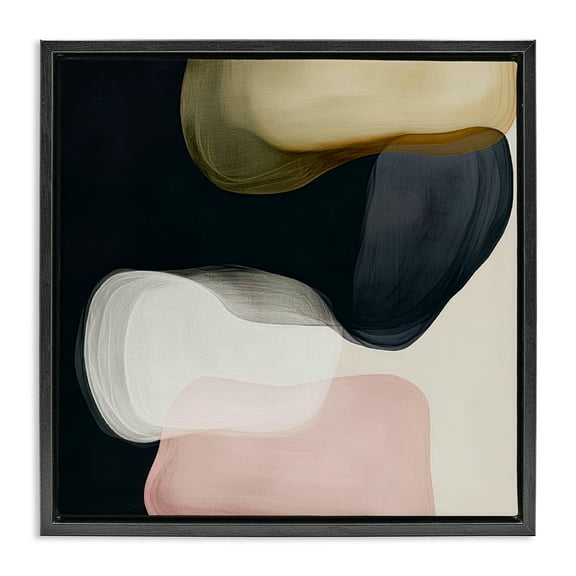 Stupell Industries Contemporary Intertwining Shapes Abstract Painting Black Floater Framed Canvas Art Print Wall Art, 18 x 18