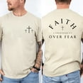thumbnail image 2 of Faith Over Fear T-Shirt – 2 Corinthians 5:7 Bible Verse Shirt with Cross, Christian Graphic Tee, Religious Faith Apparel for Men & Women, Made in USA, 2 of 7