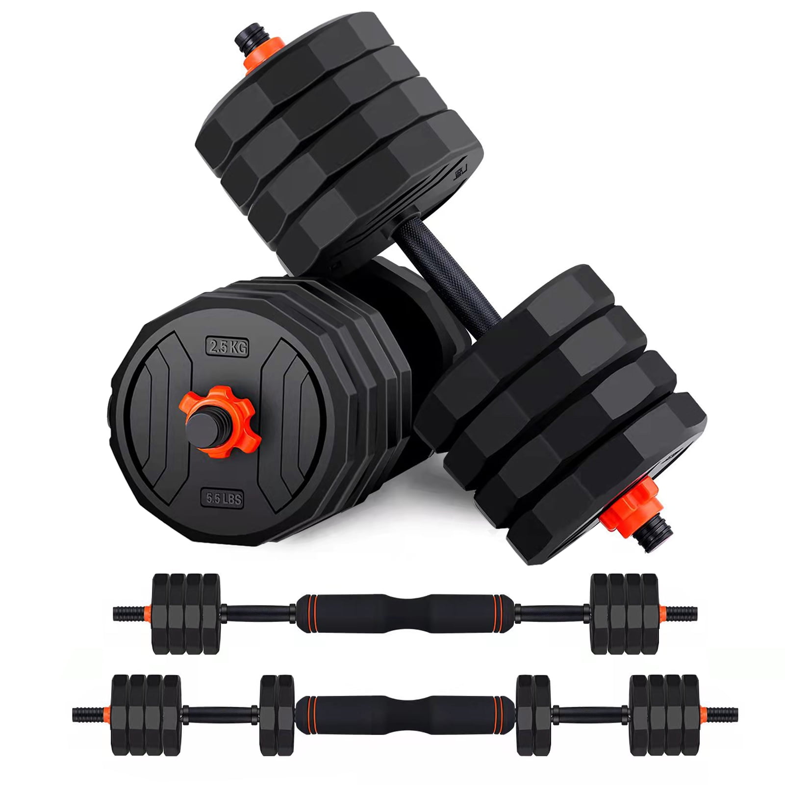 Weight Dumbbell Set 88 LB Adjustable Cap Gym Home Barbell Plates Body Workout US 