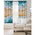 thumbnail image 2 of Coastal Beach Kitchen Curtains Modern Text Summer Ocean Wave Cafe Short Curtains for Bathroom Blackout Window Curtain Grommet Small Window Treatment Tier Drapes for Bedroom Living Room 52"x45"x2, 2 of 9