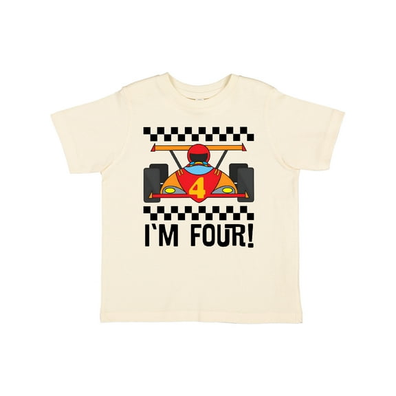 Inktastic 4th Birthday Racing Car 4 Year Old Boys Toddler T-Shirt