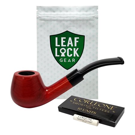Corleone Tobacco Pipe, Filters, Velvet Lined Storage Pouch and Polishing Cloth with Leaf Lock Tobacco Storage (Best Way To Store Pipe Tobacco)