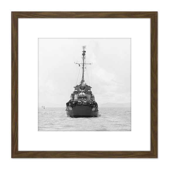 War WWII USA USS Cabana Destroyer Battleship 1945 Photo 8X8 Inch Square Wooden Framed Wall Art Print Picture with Mount