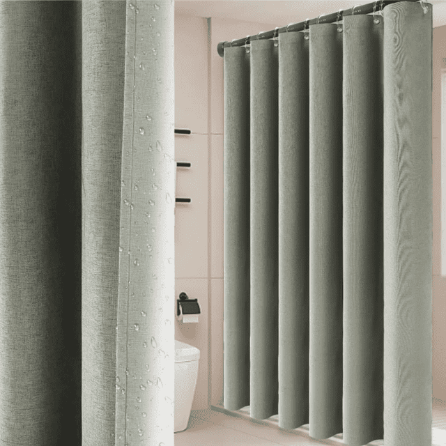 Cortinas De Baño En Tela Lavable Impermeable Lino 180×180 Xtellar Verde 180×180