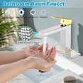 thumbnail image 3 of Bathroom Faucet 1 Hole, Single Handle Stainless Steel Bathroom Sink Faucet, Modern Vanity Faucets with Deck Plate,Water Supply Hoses and Pop Up Drain,Polish Chrome Handle and Polish Gold, 3 of 18