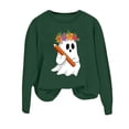 thumbnail image 4 of Arlun,Plus Size Halloween Sweatshirts Women's Cute Funny Horror Ghost Pumpkin Printed Loose Pullover Tops Casual Comfortable Crew Neck Long Sleeve Fall Winter Fashion Outfits Green4 XL, 4 of 4