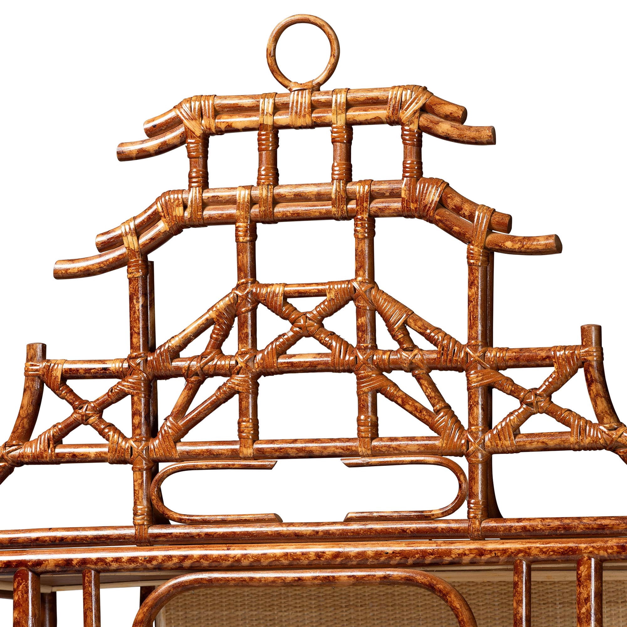 bali & pari Tamiko Boho Freestanding Shelf, 3-Tier, Marbled Tortoise Brown