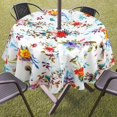 thumbnail image 2 of Round Outdoor Tablecloth with Umbrella Hole and Zipper, Patio Table Cloth with Umbrella Hole Round, Fabric Waterproof Tablecloth for Spring/Summer/Party/Picnic, 60" x 60", Flowers and Birds, 2 of 6