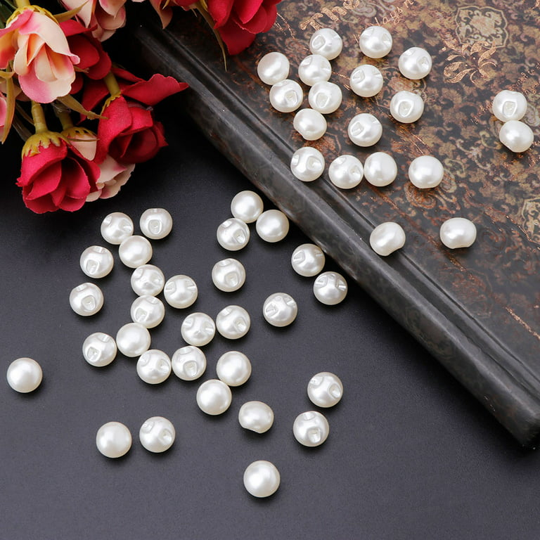 2#Pink Pearl Buttons 10mm Round Sewing Resin Pearl Buttons with Hole Apply  for DIY Craft Sewing Shirt Skirt Dress and Wedding Gown(50Pcs)