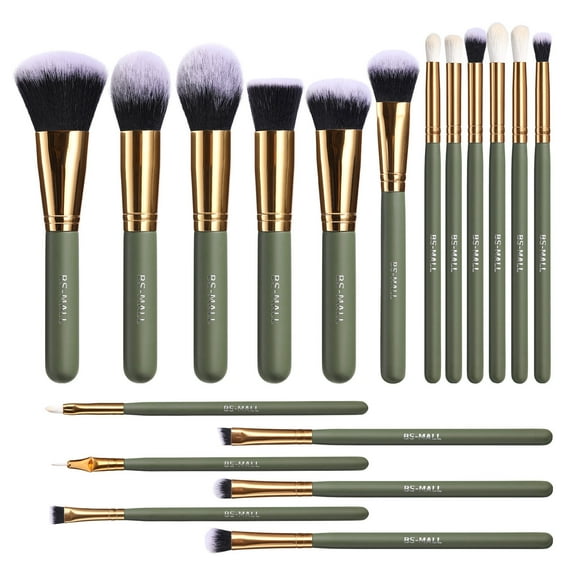 18pcs Dark Green Makeup Brushes Set Soft Bristle Eyeshadow Foundation Cosmetic Brush Beauty Tools Complete Set