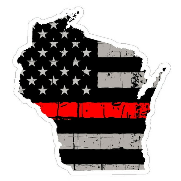 Wisconsin State (C49) Thin Red Line Vinyl Decal Sticker Car/Truck Laptop/Netbook Window