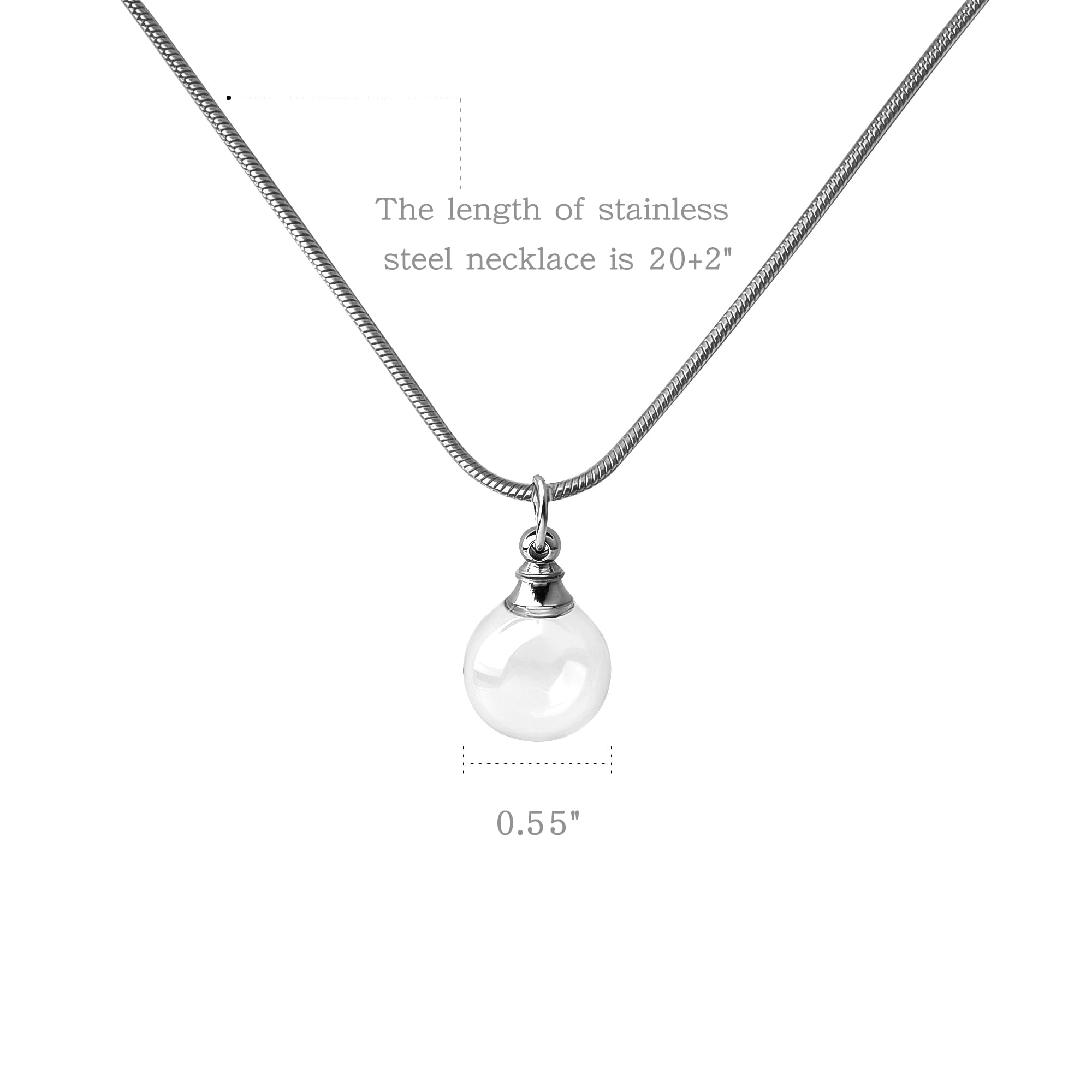 Anavia Mini Clear Glass Urn Necklace, Stainless Steel Urn Memorial Jewelry,Glass Urn Necklace, Urn Necklace for Human and Pets Ashes - [Snake Chain]