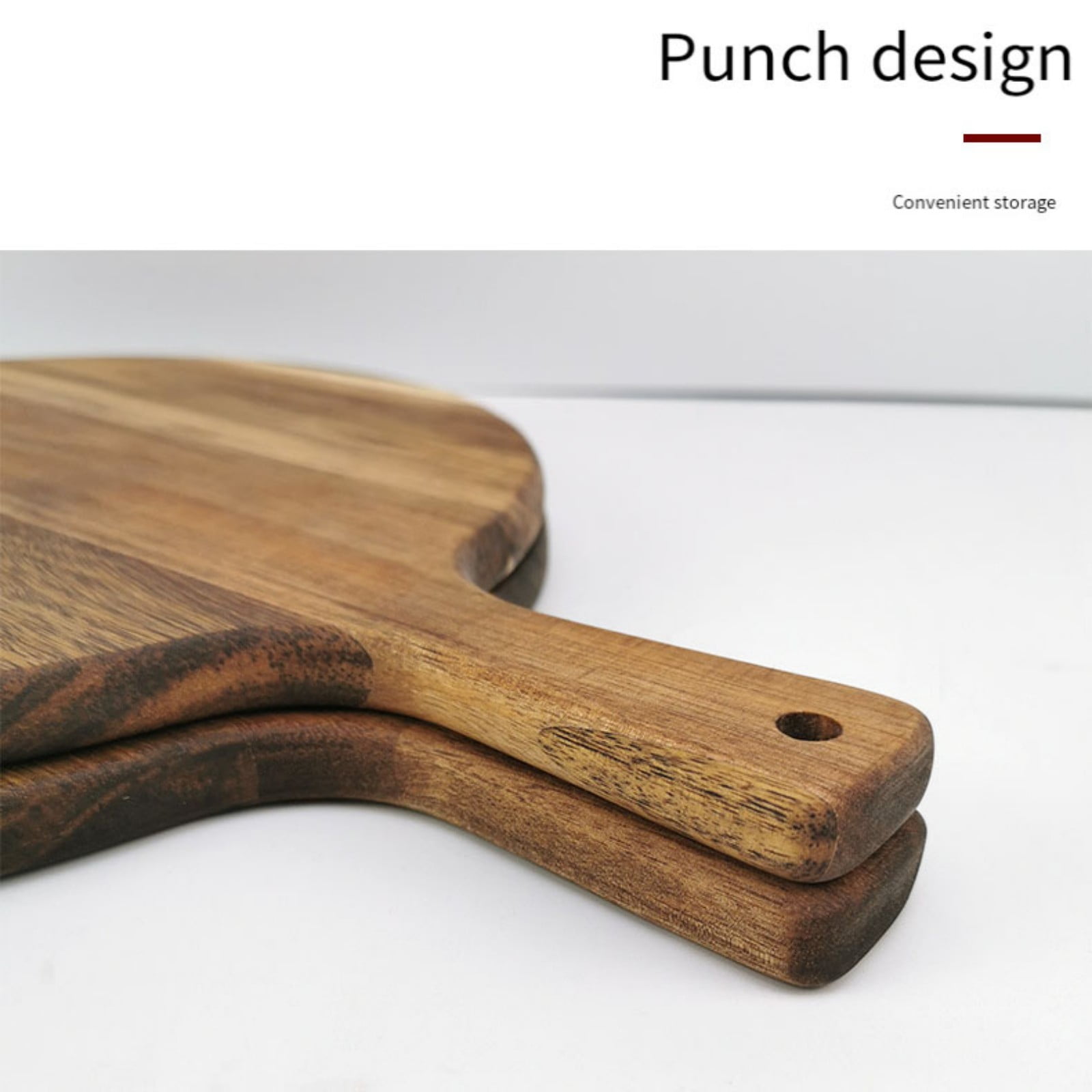 16" Round Wooden Chopping Board Pizza & Meat Cutting Board Cheese & Charcuterie Serving Tray 12" Wide with Hanging Handle Natural Kitchen Decor