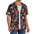 thumbnail image 2 of Balery Vintage Floral Camisa Casual de Manga Corta con Botones para Hombre, Texturizada, Estilo Cubano, para Playa, Verano-Large, 2 of 5