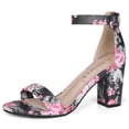 thumbnail image 1 of Unique Bargains Women's Block Heel Printed Open Toe Ankle Strap Sandals, 1 of 7