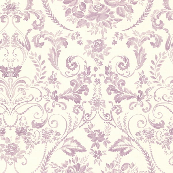 Brewster Damask Purple Canne Wallpaper 