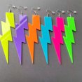 thumbnail image 7 of 3 Pairs Lightning Bolt Hook Hoop Earrings for Women Acrylic 80s Neon Dangle Drop Statement Earring, 7 of 7
