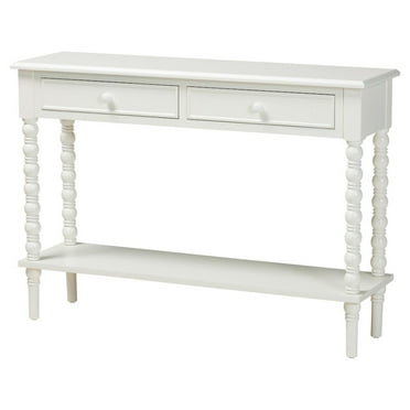 Baxton Studio Malinda Classic White Wood 2-Drawer Console Table with Spindle Legs
