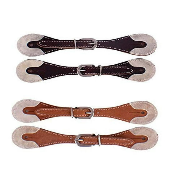 Showman Men's Argentina Cow Leather Spur Straps w/ Rawhide Ends (Burgundy)