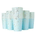 thumbnail image 1 of Vasos de papel desechables con confeti para fiestas (paquete de 50), con lámina dorada, ideales para fiestas y decoraciones de cumpleaños infantiles y bodas., 1 of 6
