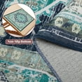 thumbnail image 5 of 6' Diameter Vintage Area Rugs, Soft Washable Distressed Thin Rugs for Living Room Bedroom, Non-Slip Foldable Indoor Carpet,Blue&Green, 5 of 6