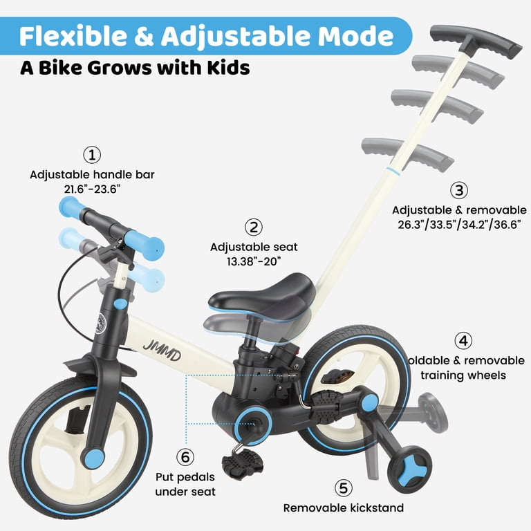 自転車本体 Kids Bike (Cars) Peddle and Balance JMMD 6-in-1 Toddler Bike for Ages 18-60 Months, Foldable Balance