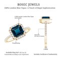 thumbnail image 5 of Rosec Jewels London Blue Topaz Halo Engagement Ring with Diamond - Asscher Cut Ring - AAA Grade Certified - With Jewelry Box, 10K Yellow Gold, US 9.50, 5 of 8