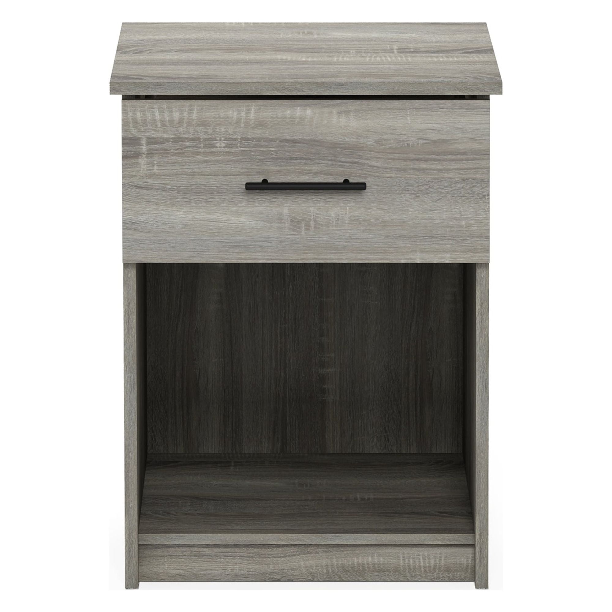 Furinno Tidur Nightstand with Handle with One Drawer, French Oak Grey