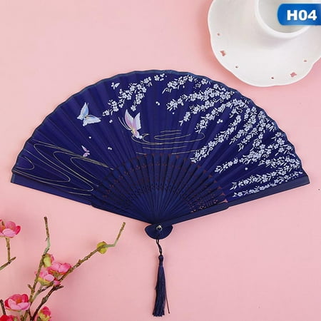 

FeiraDeVaidade Chinese Style Dance Wedding Party Lace Silk Folding Hand Held Flower Fan Gift