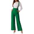 thumbnail image 3 of INSPIRE CHIC Women's Jumpsuits Adjustable Straps Wide Leg Suspenders Overall Jumpsuits S Dark Green, 3 of 7