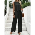thumbnail image 2 of MORTTIC Women's Elegant 2-Piece Matching Set, Sleeveless Crop Top and Wide Leg Trousers Outfits, L, 2 of 4