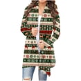 thumbnail image 2 of Cárdigan de manga larga para mujer, moda informal, blusa con estampado navideño, abrigo para mujer, 2 of 6