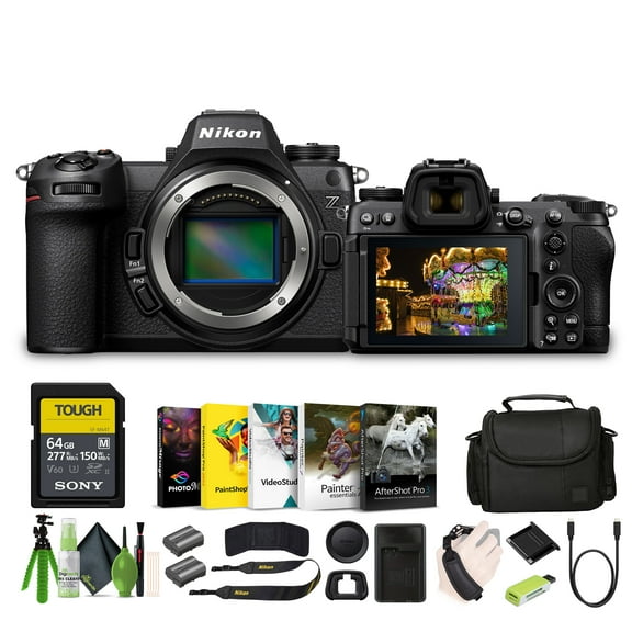 Nikon Z6 III FX-format Mirrorless Camera   EN-EL15C Battery   Memory Card Wallet   64GB SF-M Tough Series Memory Card   3 Piece Filter Kit   12 Inch Flex Tripod   Photo Editing Software   More