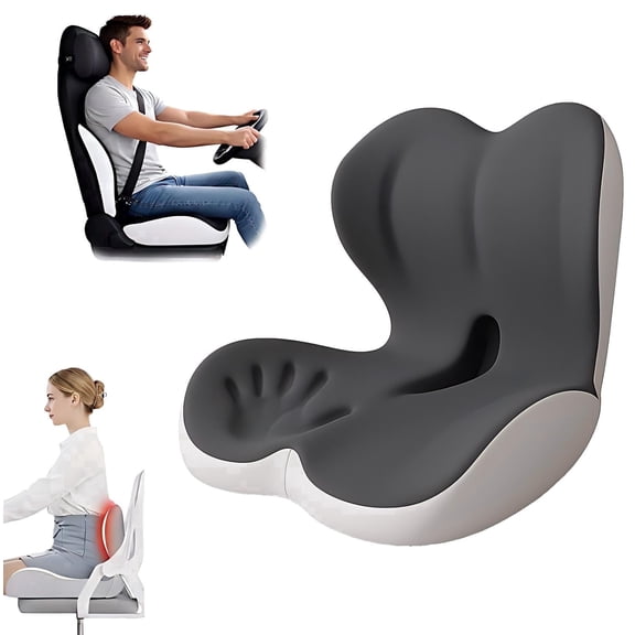 Seat Cushion for Office Chair & Car- Support for Tailbone Pain Relief, Raised Seat& Thickened Lumbar Support for Office, Car , Long Sitting