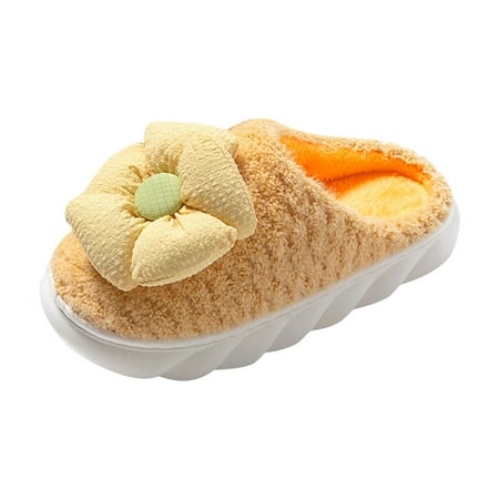 

Women Walking Shoes Ladies Warm Flower Slippers Home Warm Cotton Slippers Winter Home Cotton Slippers Fashion Cute Printed Warm Slippers Casual Home Shoes slipper for Women Yellow