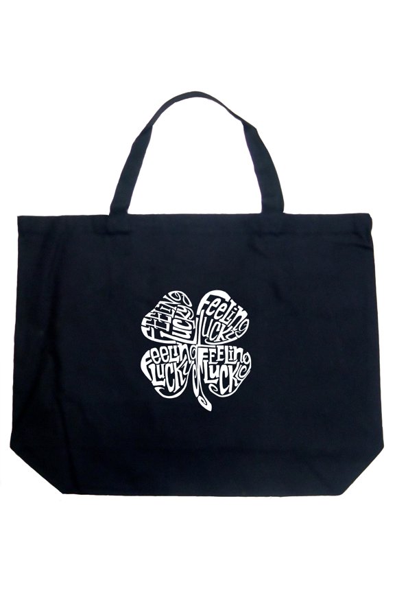 Large Word Art Tote Bag - Feeling Lucky