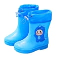 thumbnail image 5 of KPOPLK Kids Toddler Rain Boots Waterproof Easy On Pull-On Handles Lightweight Cute Cartoon Print Non-Slip Sole Outdoor Play Shoes(Blue,12.5), 5 of 5