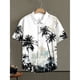 thumbnail image 4 of Camisa hawaiana con estampados irregulares coloridos para hombre, blusa de solapa de manga corta con estampado 3D de hojas de árbol, camisas hawaianas de calle de verano, 4 of 4