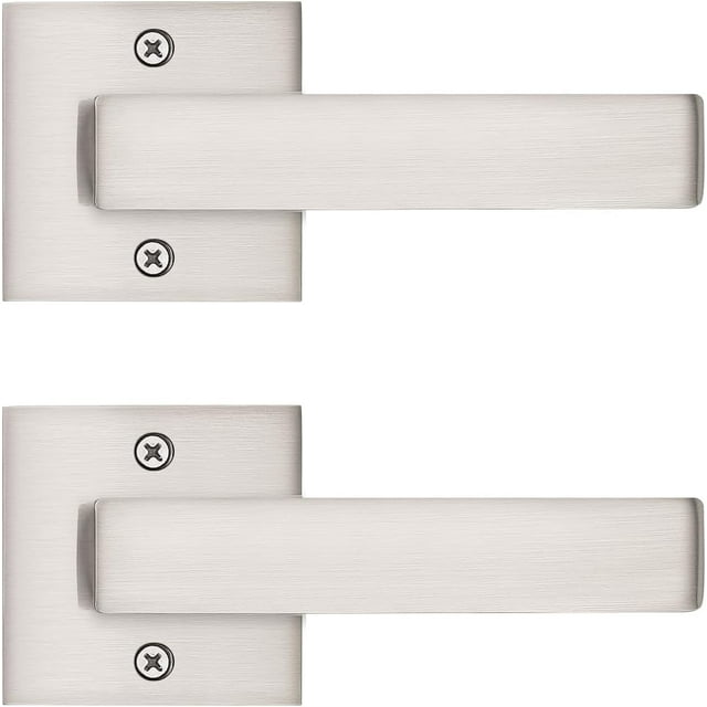Poignée de Porte en Nickel Brossé Serrure de Porte d'Intimité Intérieure Serrure de Porte de Lit et de Bain avec Poignée de Serrure de Porte Carrée Rose Moderne Sans Clé Réversible pour Gauche et Droite